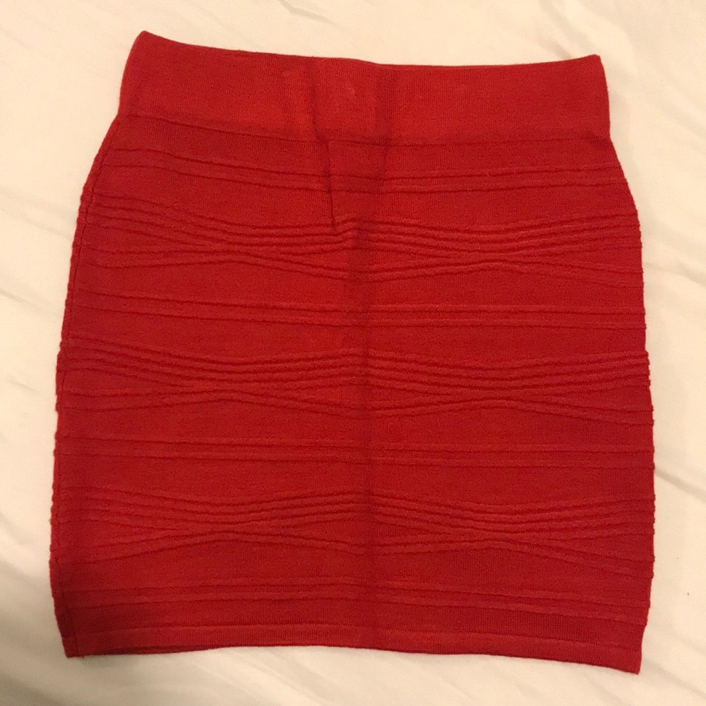 Red Forever21 bandage mini skirt